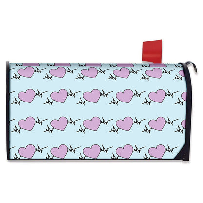 Pink Heartbeat Pattern Print Mailbox Cover