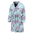 Pink Heartbeat Pattern Print Men's Bathrobe