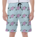 Pink Heartbeat Pattern Print Men's Beach Shorts