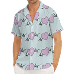 Pink Heartbeat Pattern Print Men's Deep V-Neck Shirt