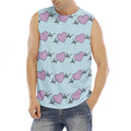 Pink Heartbeat Pattern Print Men's Fitness Tank Top