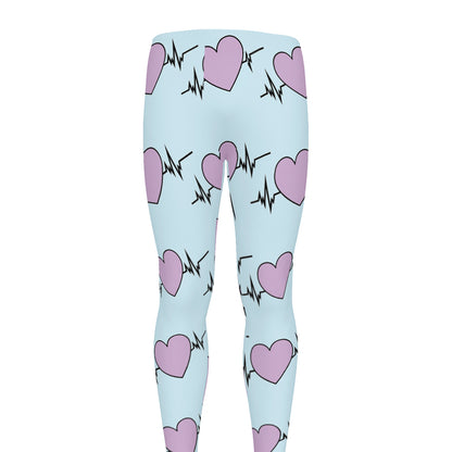 Pink Heartbeat Pattern Print Men's leggings