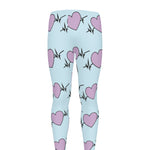 Pink Heartbeat Pattern Print Men's leggings