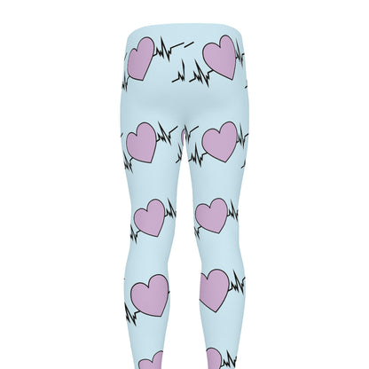 Pink Heartbeat Pattern Print Men's leggings