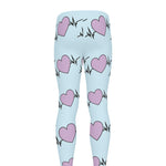 Pink Heartbeat Pattern Print Men's leggings