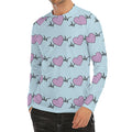 Pink Heartbeat Pattern Print Men's Long Sleeve Rash Guard