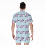 Pink Heartbeat Pattern Print Men's Rompers