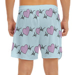 Pink Heartbeat Pattern Print Men's Split Running Shorts