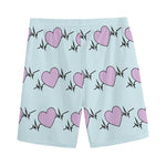 Pink Heartbeat Pattern Print Men's Sports Shorts