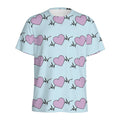 Pink Heartbeat Pattern Print Men's Athletic T-Shirt