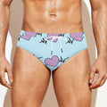 Pink Heartbeat Pattern Print Men's Swim Briefs