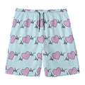 Pink Heartbeat Pattern Print Men's Swim Trunks