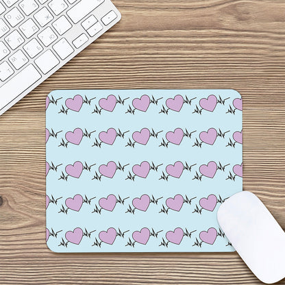Pink Heartbeat Pattern Print Mouse Pad