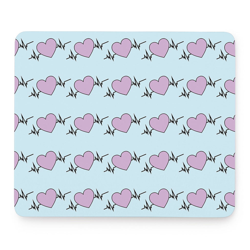 Pink Heartbeat Pattern Print Mouse Pad