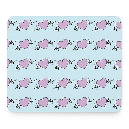 Pink Heartbeat Pattern Print Mouse Pad