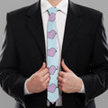 Pink Heartbeat Pattern Print Necktie