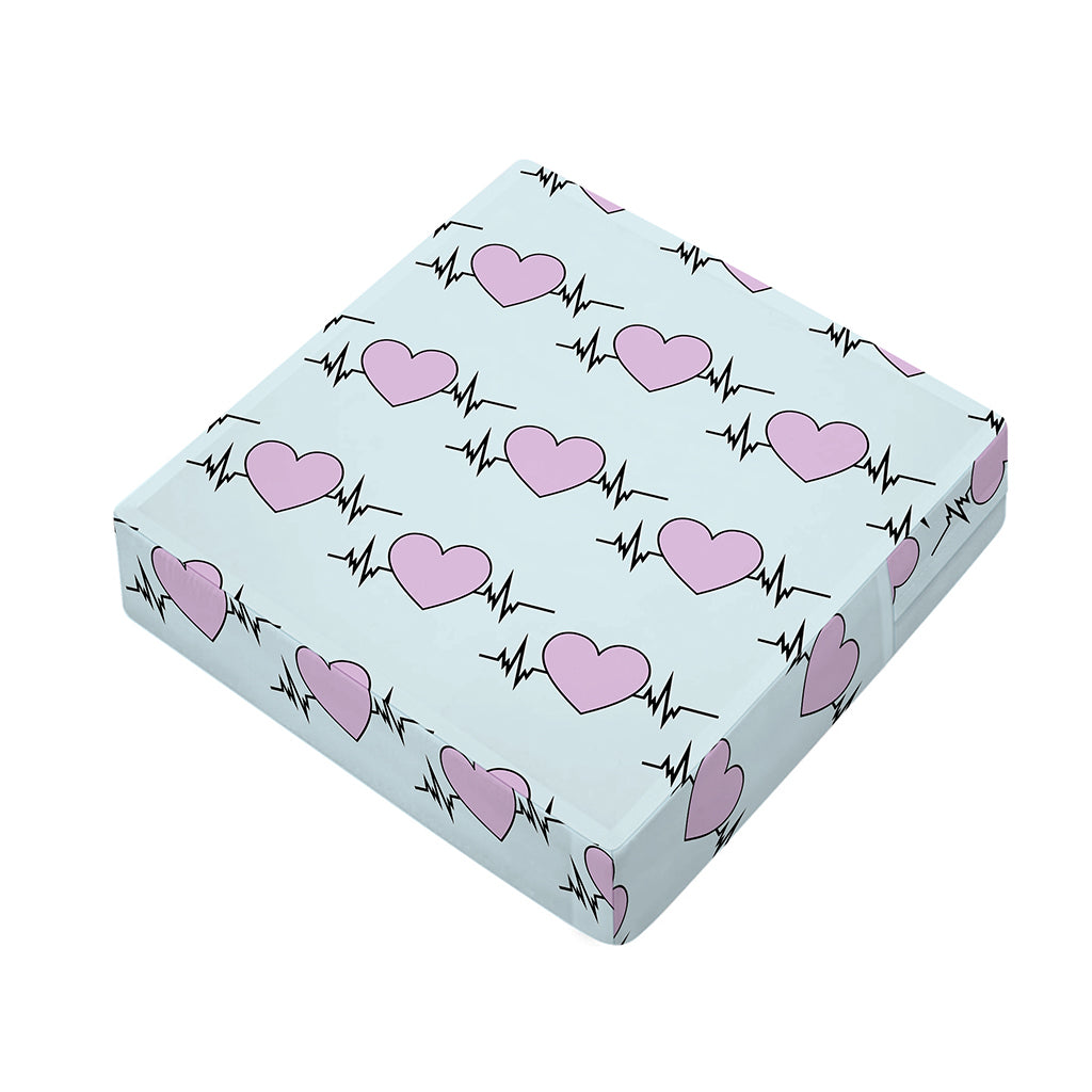 Pink Heartbeat Pattern Print Outdoor Seat Cushion Cover