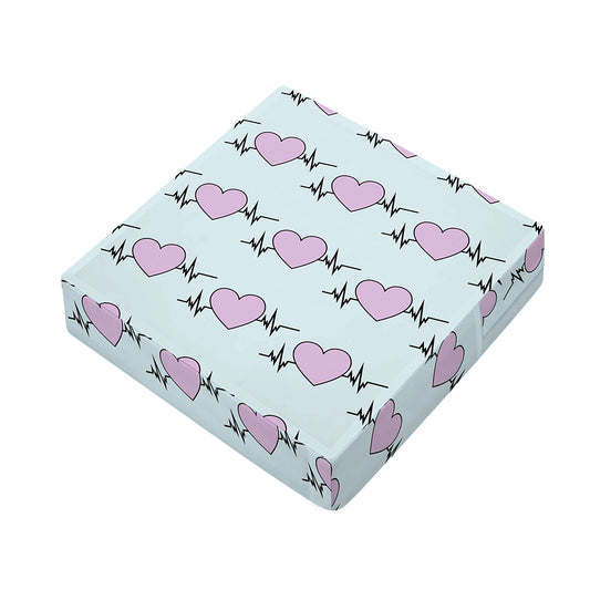 Pink Heartbeat Pattern Print Outdoor Seat Cushion Cover