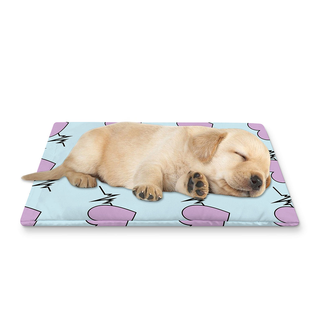 Pink Heartbeat Pattern Print Pet Cooling Mat Cover