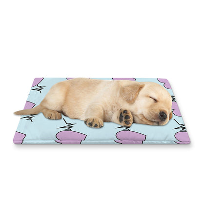 Pink Heartbeat Pattern Print Pet Cooling Mat Cover