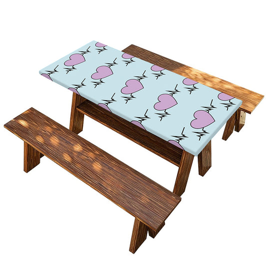 Pink Heartbeat Pattern Print Picnic Table Cover