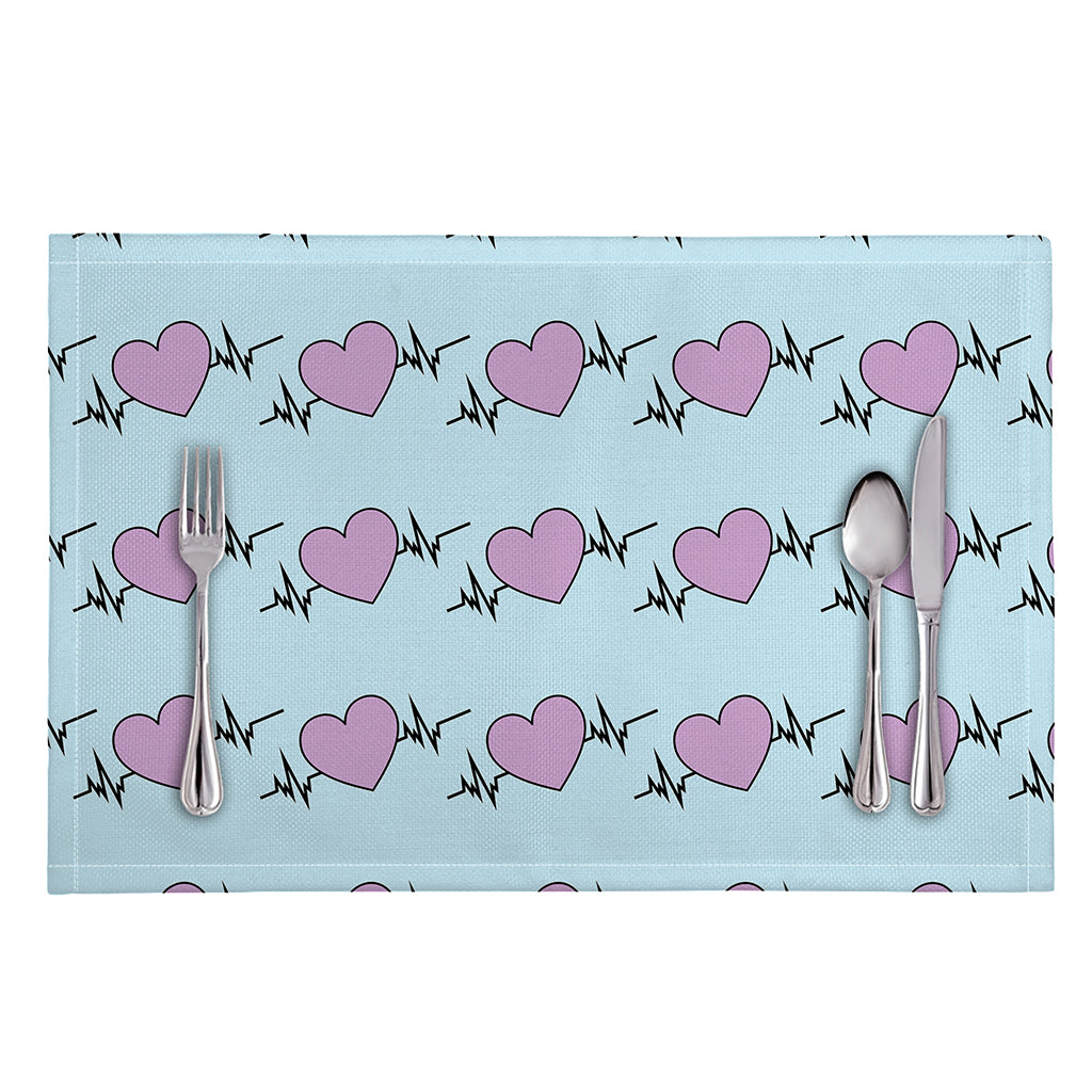 Pink Heartbeat Pattern Print Placemat