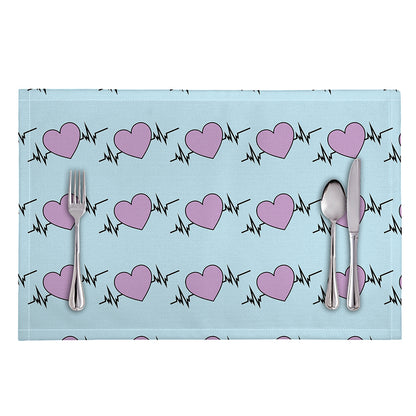Pink Heartbeat Pattern Print Placemat