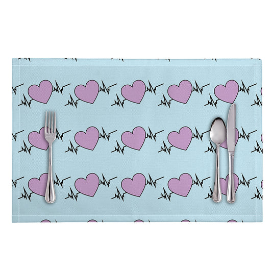 Pink Heartbeat Pattern Print Placemat