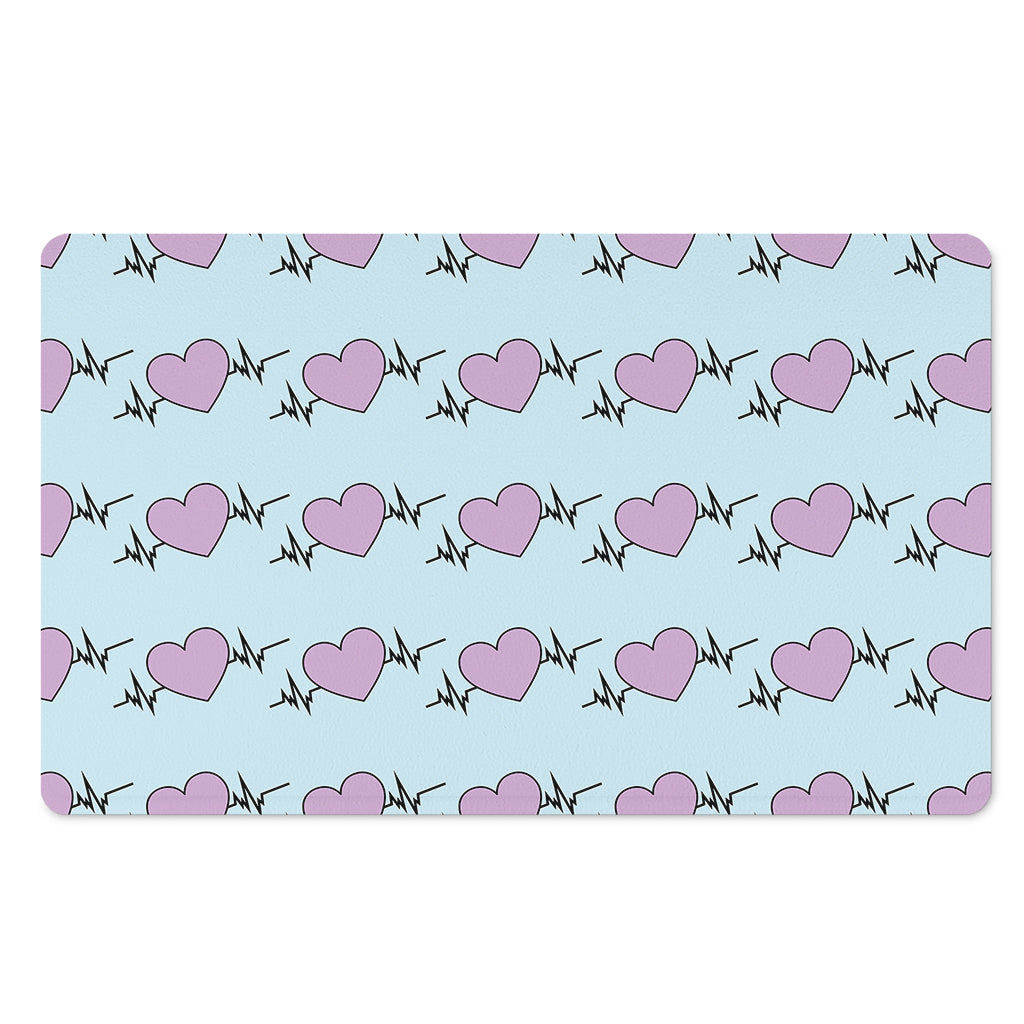 Pink Heartbeat Pattern Print Polyester Doormat
