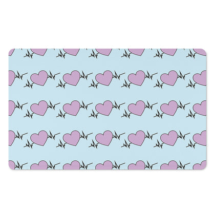 Pink Heartbeat Pattern Print Polyester Doormat