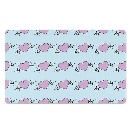 Pink Heartbeat Pattern Print Polyester Doormat