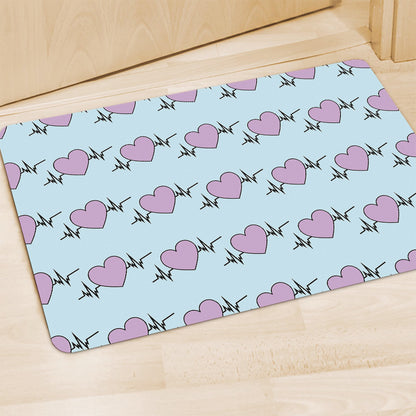 Pink Heartbeat Pattern Print Polyester Doormat