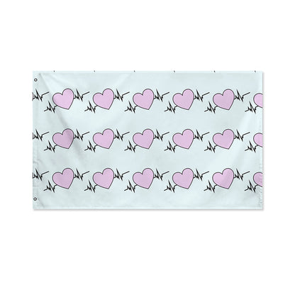 Pink Heartbeat Pattern Print Polyester Flag