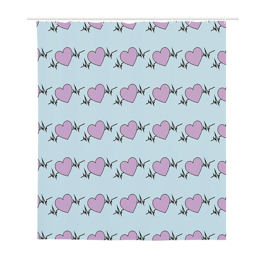 Pink Heartbeat Pattern Print Polyester Shower Curtain