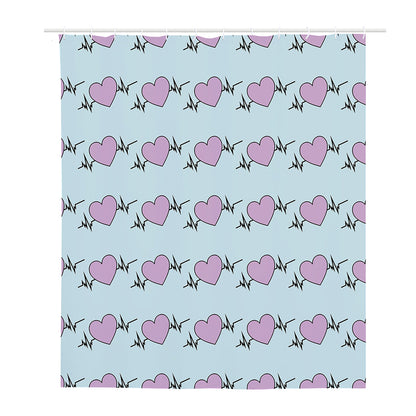 Pink Heartbeat Pattern Print Polyester Shower Curtain