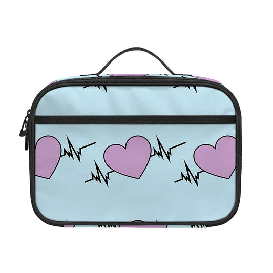 Pink Heartbeat Pattern Print Portable Lunch Bag