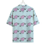 Pink Heartbeat Pattern Print Rayon Hawaiian Shirt