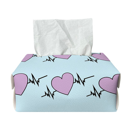 Pink Heartbeat Pattern Print Rectangle Tissue Box Cover