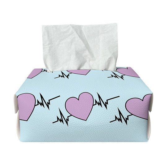Pink Heartbeat Pattern Print Rectangle Tissue Box Cover