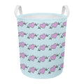 Pink Heartbeat Pattern Print Round Laundry Basket