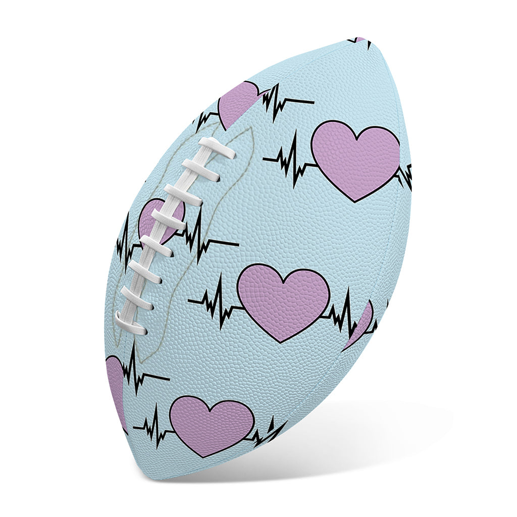 Pink Heartbeat Pattern Print Rugby Ball