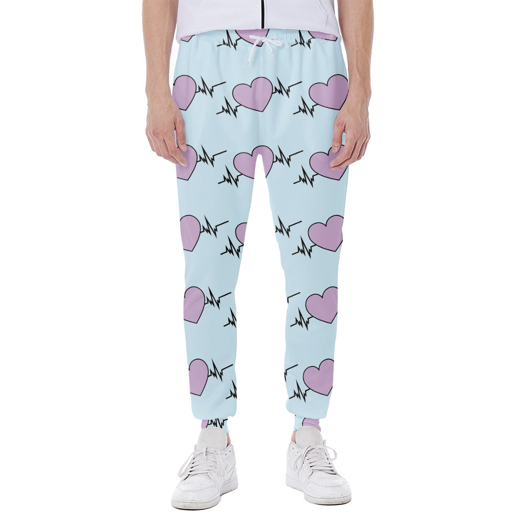 Pink Heartbeat Pattern Print Scuba Joggers