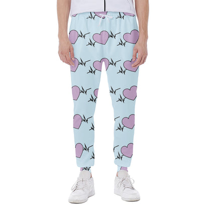Pink Heartbeat Pattern Print Scuba Joggers