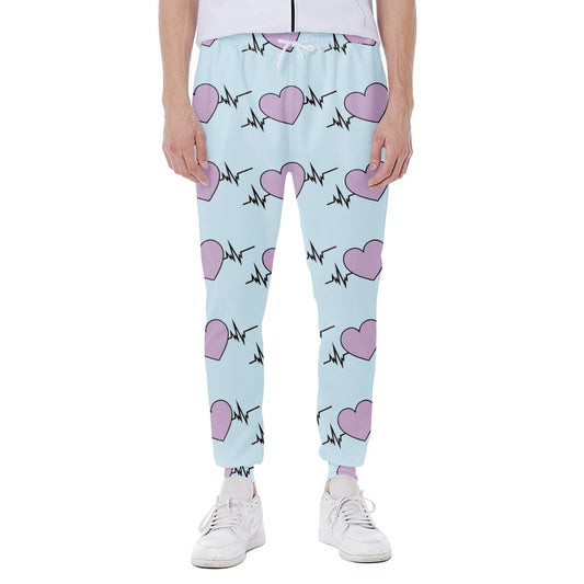 Pink Heartbeat Pattern Print Scuba Joggers