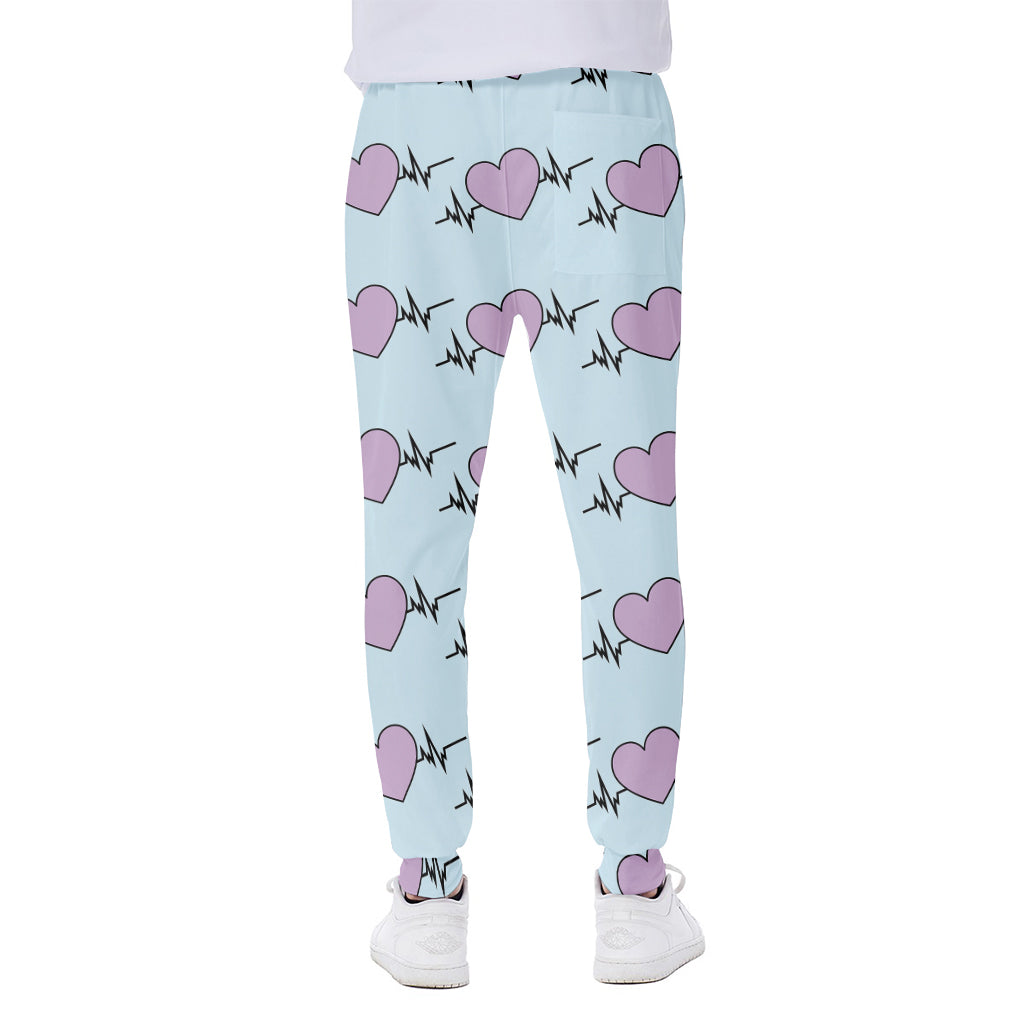 Pink Heartbeat Pattern Print Scuba Joggers