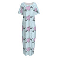 Pink Heartbeat Pattern Print Short Sleeve Long Nightdress