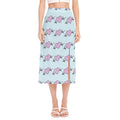 Pink Heartbeat Pattern Print Side Slit Midi Skirt