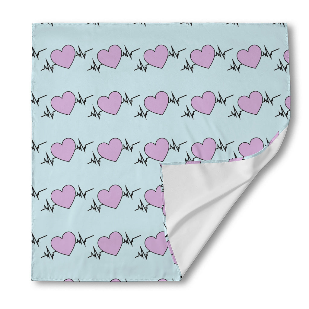 Pink Heartbeat Pattern Print Silk Bandana