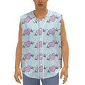 Pink Heartbeat Pattern Print Sleeveless Baseball Jersey