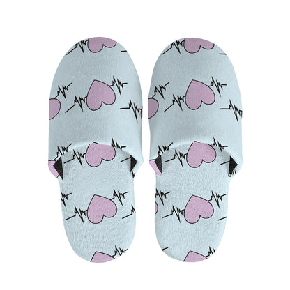 Pink Heartbeat Pattern Print Slippers